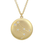 14K Gold Gemini Diamond Constellation Coin Necklace (Matte Finish) - Necklaces - Izakov Diamonds + Fine Jewelry
