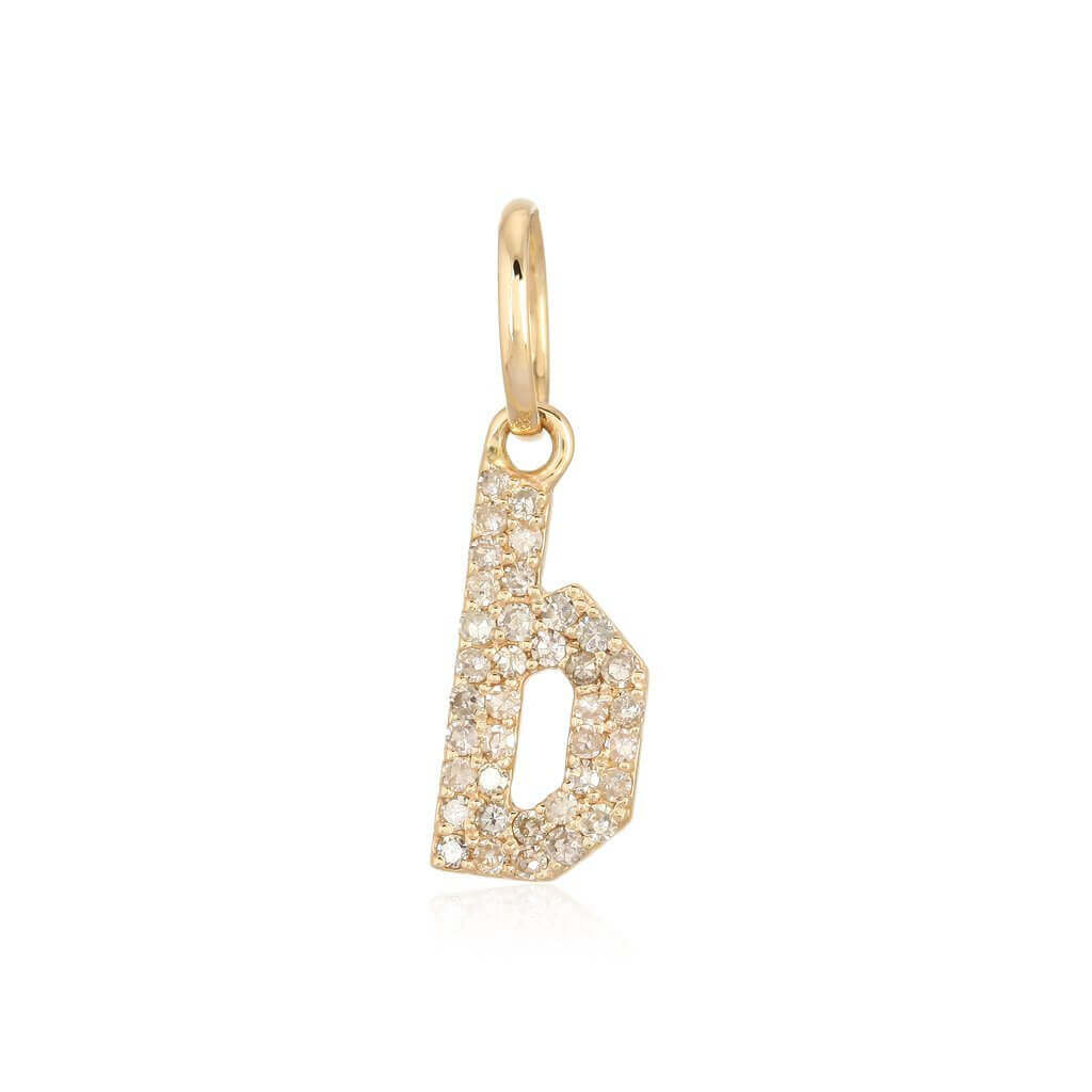 14K Diamond Gothic Initial Bracelet 14K White Gold / O