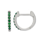 14K Gold Green Emerald Huggies (9mm) White Gold Izakov Diamonds + Fine Jewelry