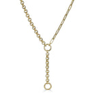 14K Gold Half Chunky Rolo Half Paper Clip Lariat Chain Necklace - Necklaces - Izakov Diamonds + Fine Jewelry