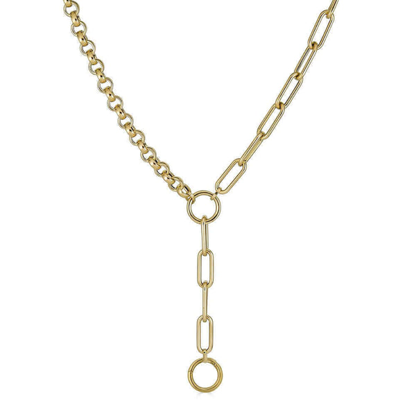 Best of Both Rolo and Paperclip Chain with Openable Clasp 14K White Gold