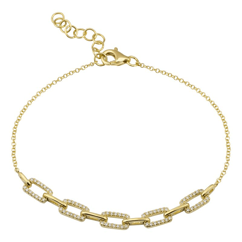 14K Gold Half Links Diamond Bracelet - Bracelets - Izakov Diamonds + Fine Jewelry