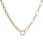 14K Gold Half Oval Half Paper Clip Chain Necklace 18" / Yellow Gold Izakov Diamonds + Fine Jewelry