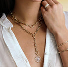 14K Gold Half Oval Half Paper Clip Chain Necklace - Necklaces - Izakov Diamonds + Fine Jewelry