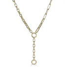 14K Gold Half Oval Half Paper Clip Lariat Chain Necklace 18" / Yellow Gold Izakov Diamonds + Fine Jewelry