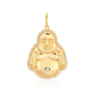 14K Gold Happy Buddha Diamond Halo Necklace Charm Yellow Gold Izakov Diamonds + Fine Jewelry