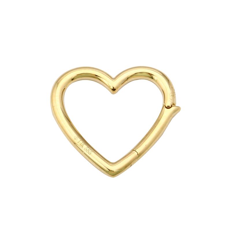 14K Gold Heart Carabiner Charm Enhancer - Charm Enhancers - Izakov Diamonds + Fine Jewelry