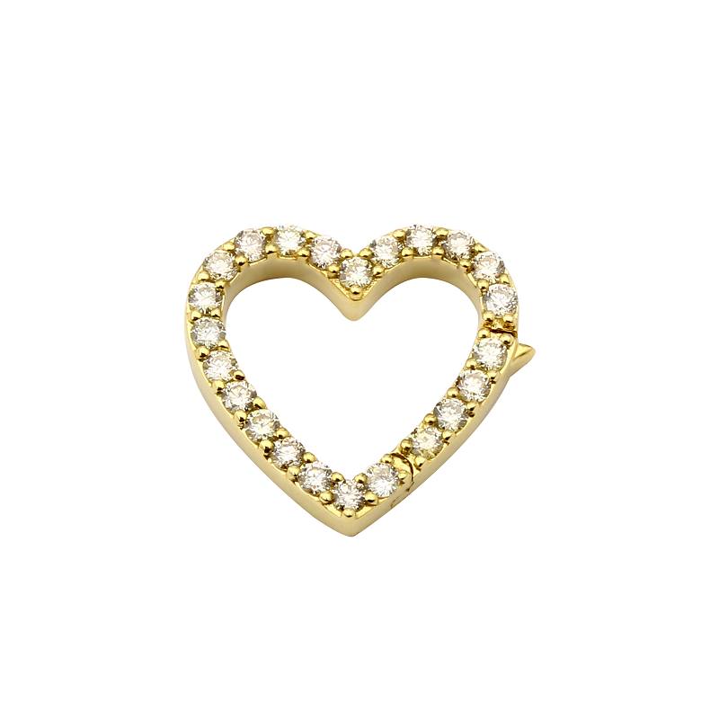 14K Gold Heart Diamond Accented Carabiner Charm Enhancer - Charm Enhancers - Izakov Diamonds + Fine Jewelry