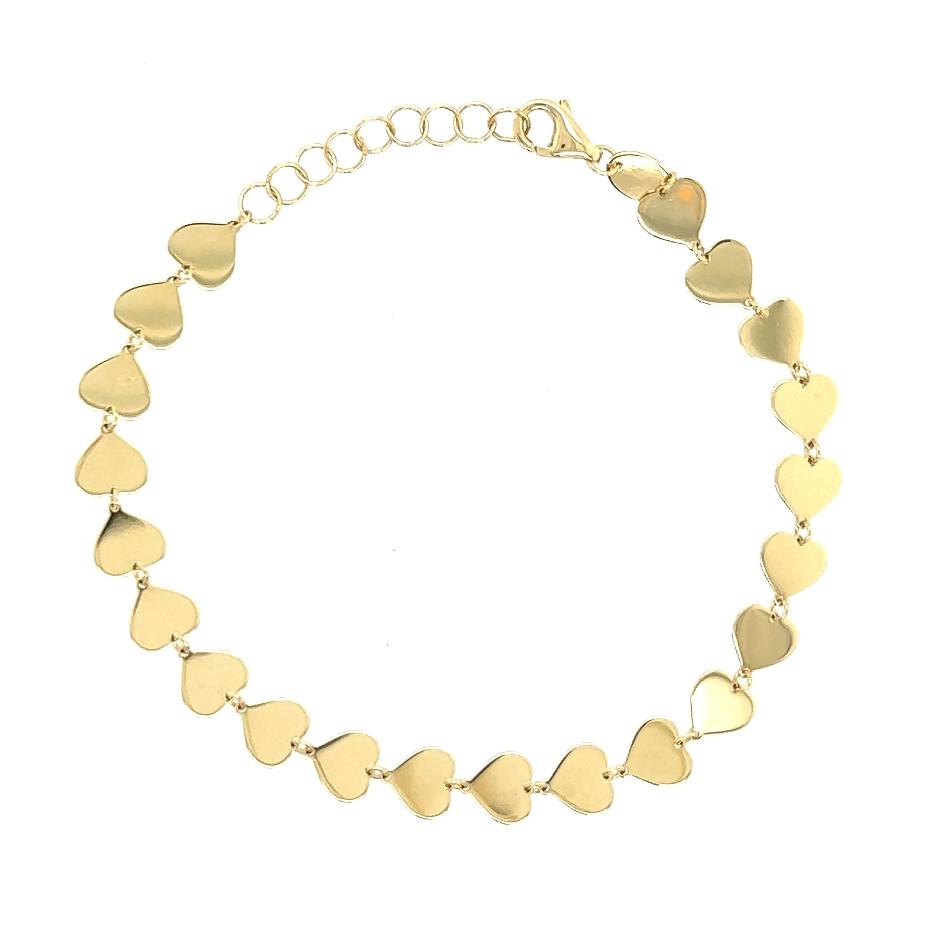14K Gold Heart Link Chain Bracelet Yellow Gold Izakov Diamonds + Fine Jewelry
