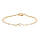 14K Gold Heart Shaped Bezel Diamond Tennis Bracelet Yellow Gold Izakov Diamonds + Fine Jewelry