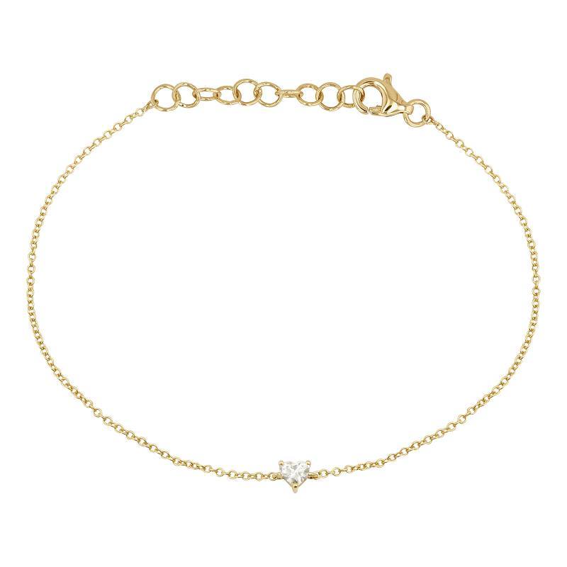 14K Gold Heart Shaped Diamond Bracelet Yellow Gold Izakov Diamonds + Fine Jewelry