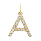 14K Gold Initial Diamond Necklace Charm A / Yellow Gold Izakov Diamonds + Fine Jewelry
