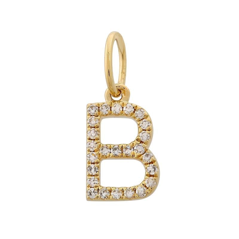 14K Gold Initial Diamond Necklace Charm B / Yellow Gold Izakov Diamonds + Fine Jewelry