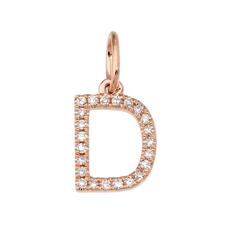 14K Gold Initial Diamond Necklace Charm D / Rose Gold Izakov Diamonds + Fine Jewelry