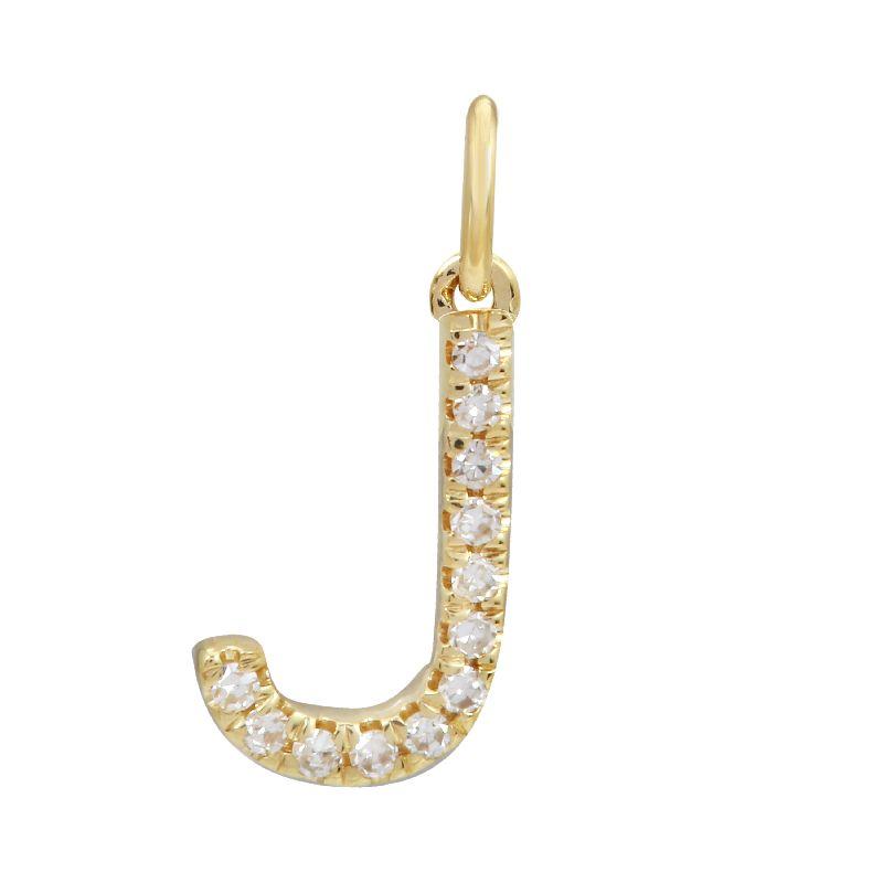 14K Gold Initial Diamond Necklace Charm J / Yellow Gold Izakov Diamonds + Fine Jewelry