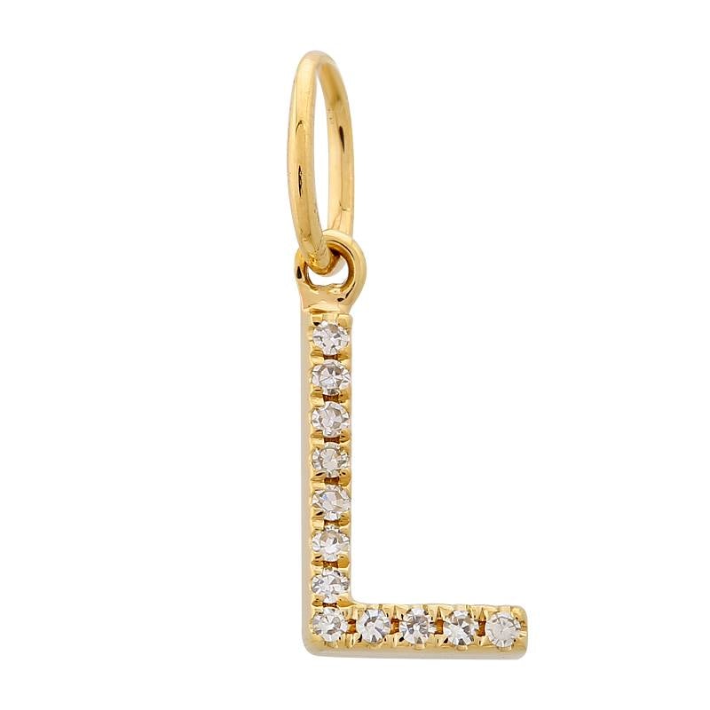 14K Gold Initial Diamond Necklace Charm L / Yellow Gold Izakov Diamonds + Fine Jewelry