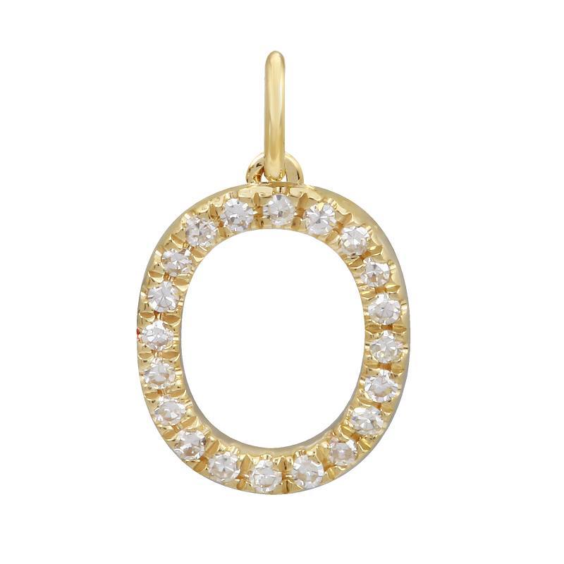 14K Gold Initial Diamond Necklace Charm O / Yellow Gold Izakov Diamonds + Fine Jewelry