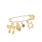 14K Gold Jewish Charms Baby Safety Pin Yellow Gold Izakov Diamonds + Fine Jewelry