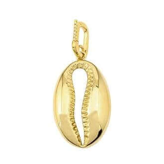 14K Gold Large Cowrie Shell Diamond Necklace Charm - Charms & Pendants - Izakov Diamonds + Fine Jewelry