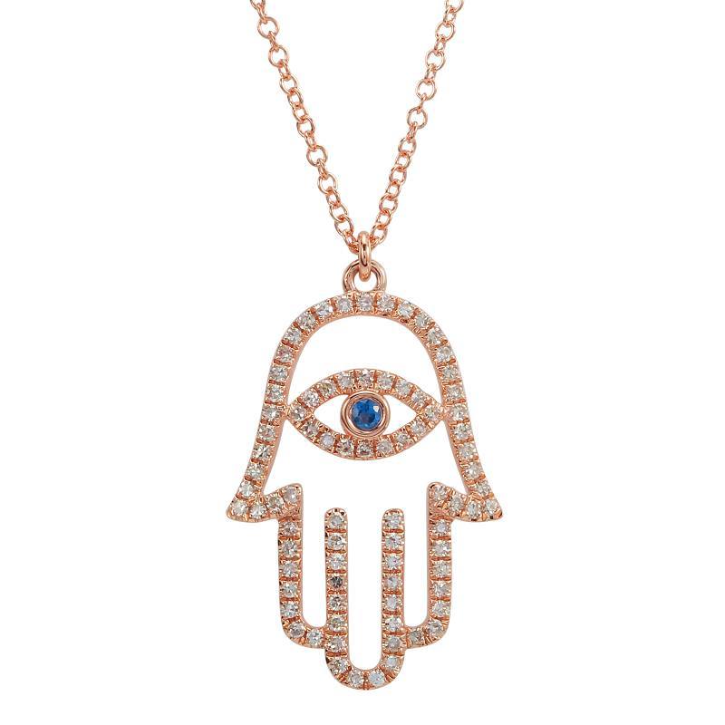 14K Gold Large Pave Diamond Hamsa Necklace – IZAKOV