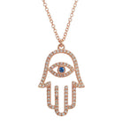 14K Gold Large Pave Diamond Hamsa Necklace Rose Gold Izakov Diamonds + Fine Jewelry
