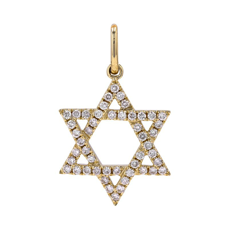 14K Gold Large Star of David Diamond Necklace Charm Yellow Gold Izakov Diamonds + Fine Jewelry