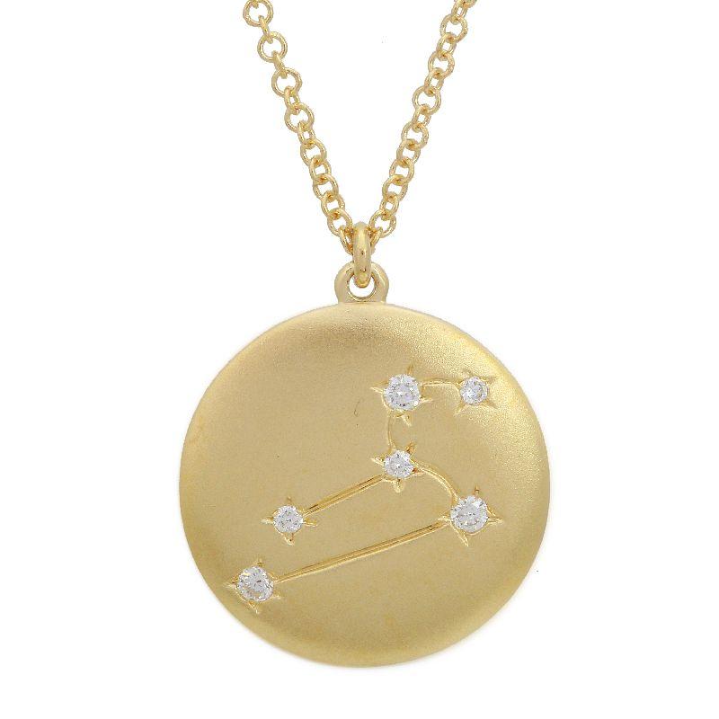 14K Gold Leo Diamond Constellation Coin Necklace (Matte Finish) Yellow Gold Izakov Diamonds + Fine Jewelry
