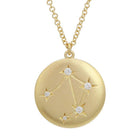 14K Gold Libra Diamond Constellation Coin Necklace (Matte Finish) Yellow Gold Izakov Diamonds + Fine Jewelry