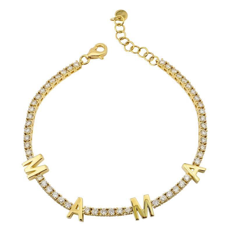 14K Gold MAMA Diamond Tennis Bracelet – IZAKOV