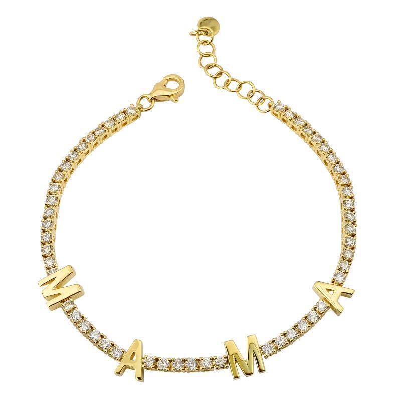 14K Gold MAMA Diamond Tennis Bracelet - Bracelets - Izakov Diamonds + Fine Jewelry
