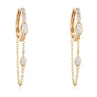 14K Gold Marquise + Pear Diamond Chained Huggies Izakov Diamonds + Fine Jewelry