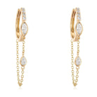 14K Gold Marquise + Pear Diamond Chained Huggies - Earrings - Izakov Diamonds + Fine Jewelry