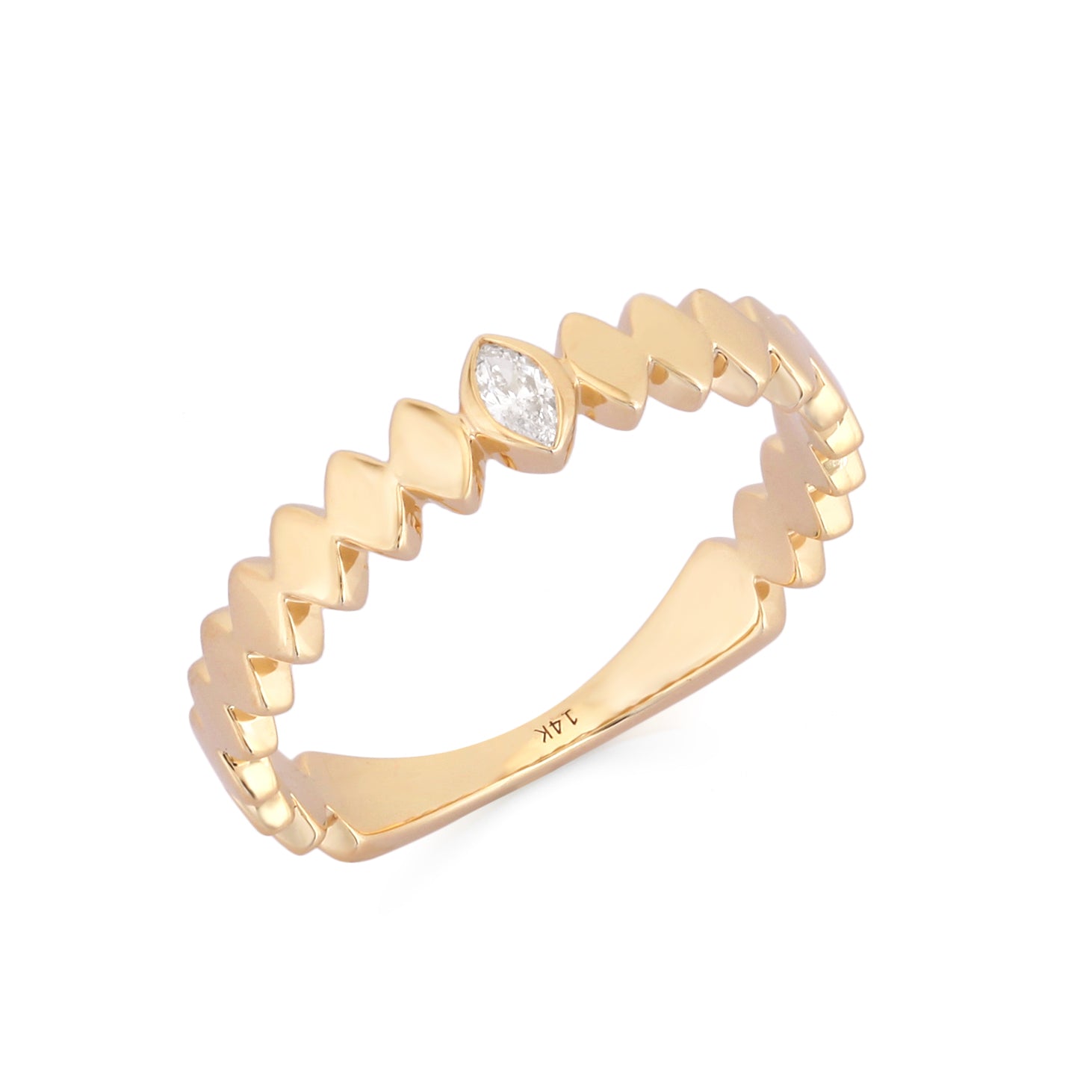 14K Gold Marquise Tiles Diamond Ring Yellow Gold Izakov Diamonds + Fine Jewelry