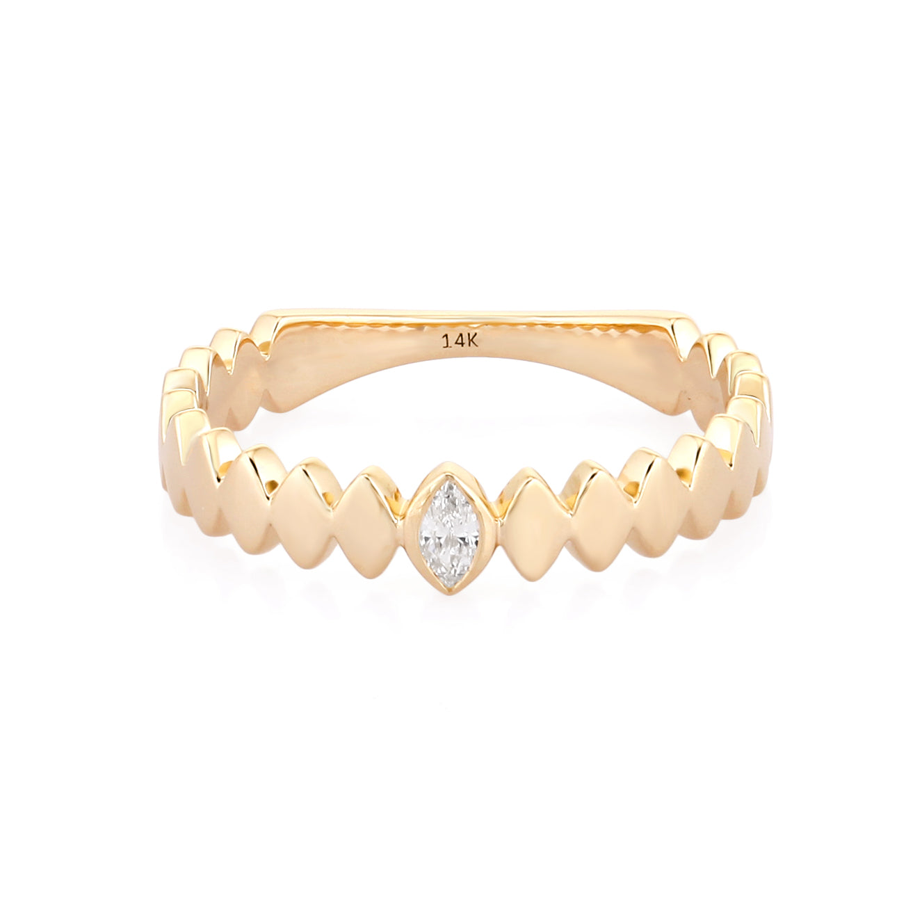 14K Gold Marquise Tiles Diamond Ring Yellow Gold Izakov Diamonds + Fine Jewelry