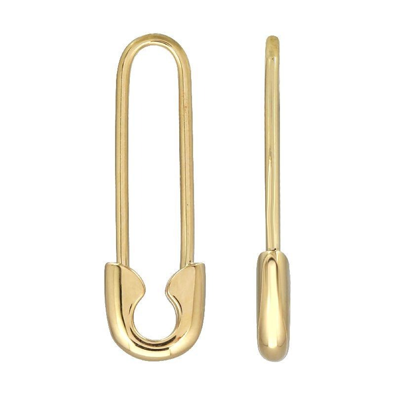 14K Gold Medium Safety Pin Earrings Yellow Gold Izakov Diamonds + Fine Jewelry