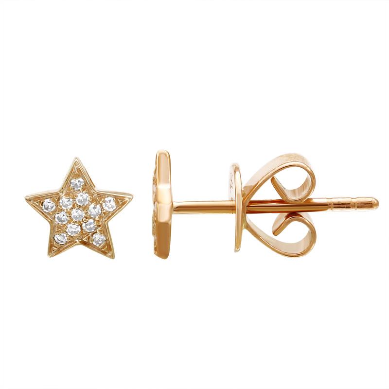 14K Gold Micro Diamond Pave Star Button Earrings Yellow Gold Izakov Diamonds + Fine Jewelry