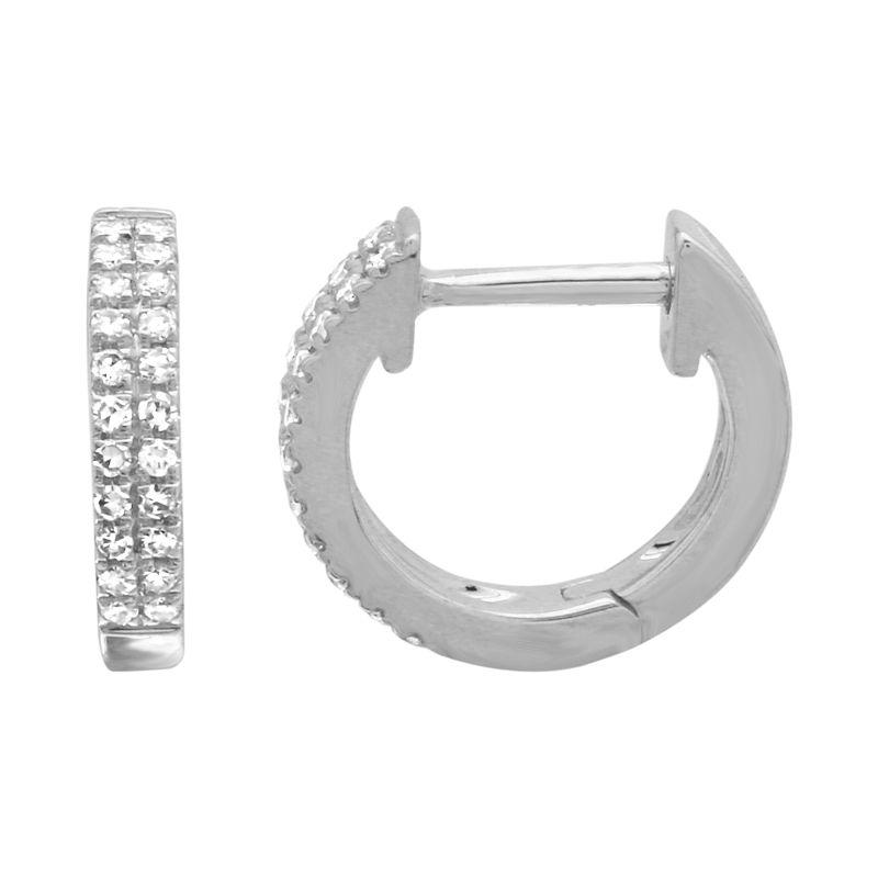 14K Gold Micro Pave 2-Row Diamond Huggies (10mm) White Gold Izakov Diamonds + Fine Jewelry