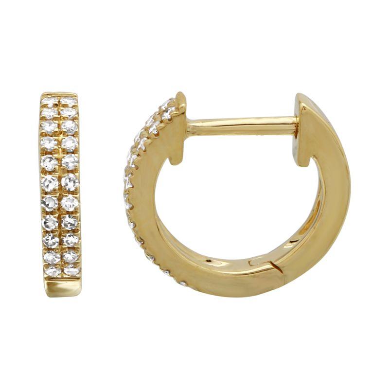 14K Gold Micro Pave 2-Row Diamond Huggies (10mm) - Earrings - Izakov Diamonds + Fine Jewelry