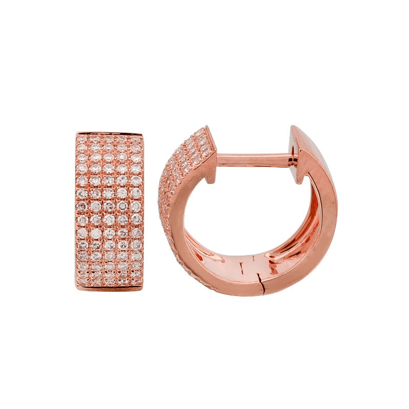 14K Gold Micro Pave 5-Row Diamond Huggies - Earrings - Izakov Diamonds + Fine Jewelry