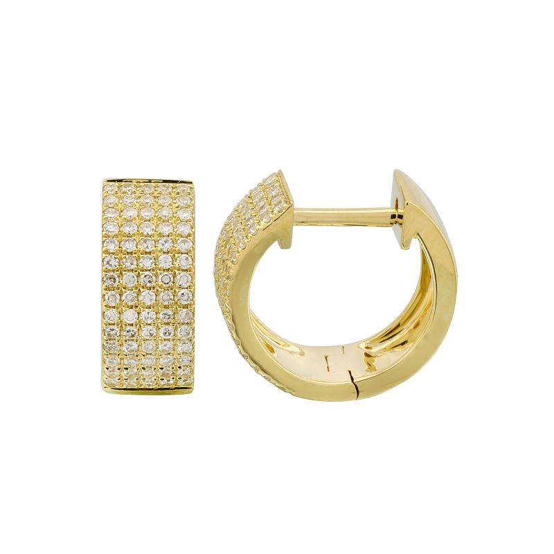 14K Gold Micro Pave 5 Row Diamond Huggies Izakov Diamonds + Fine Jewelry