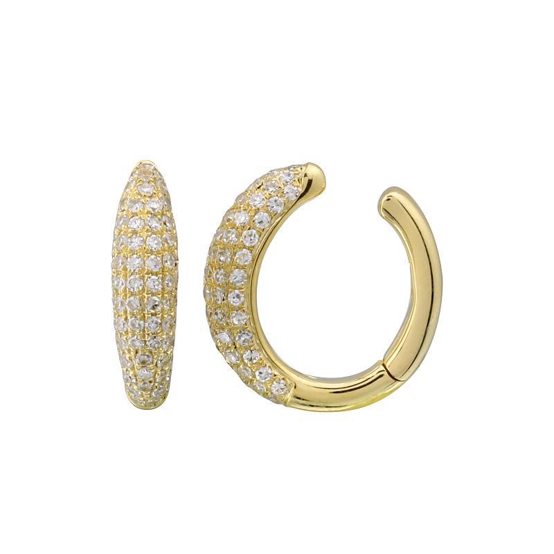 14K Gold Micro Pave 6-Row Diamond Dome Cuff Earring Yellow Gold Izakov Diamonds + Fine Jewelry
