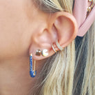 14K Gold Micro Pave Blue Sapphire Safety Pin Earrings Izakov Diamonds + Fine Jewelry
