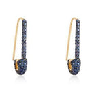 14K Gold Micro Pave Blue Sapphire Safety Pin Earrings Izakov Diamonds + Fine Jewelry