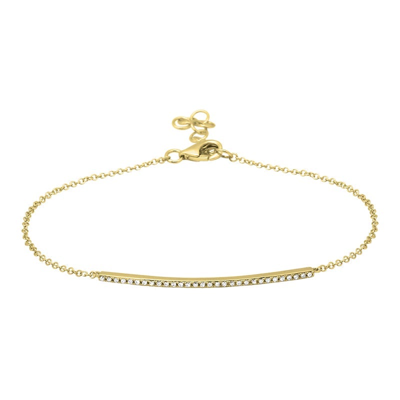 14K Gold Micro Pave Diamond Bar Bracelet Yellow Gold Izakov Diamonds + Fine Jewelry