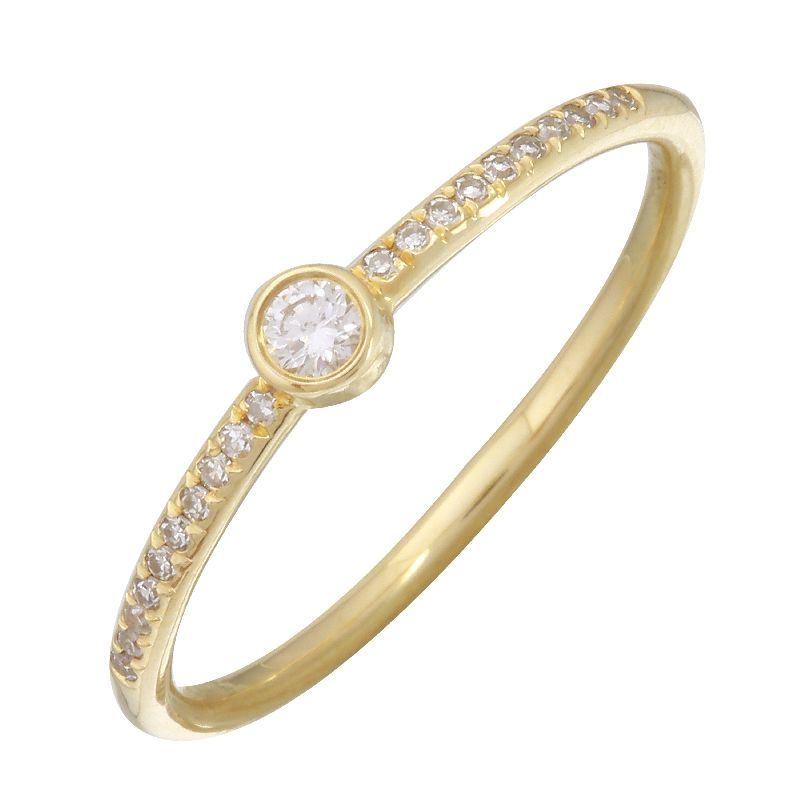 14K Gold Micro Pave Diamond Bezel Ring Yellow Gold Izakov Diamonds + Fine Jewelry