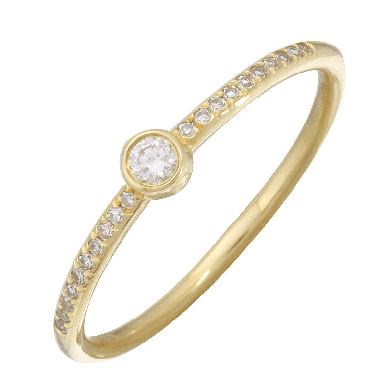 14K Gold Micro Pave Diamond Bezel Ring - Rings - Izakov Diamonds + Fine Jewelry