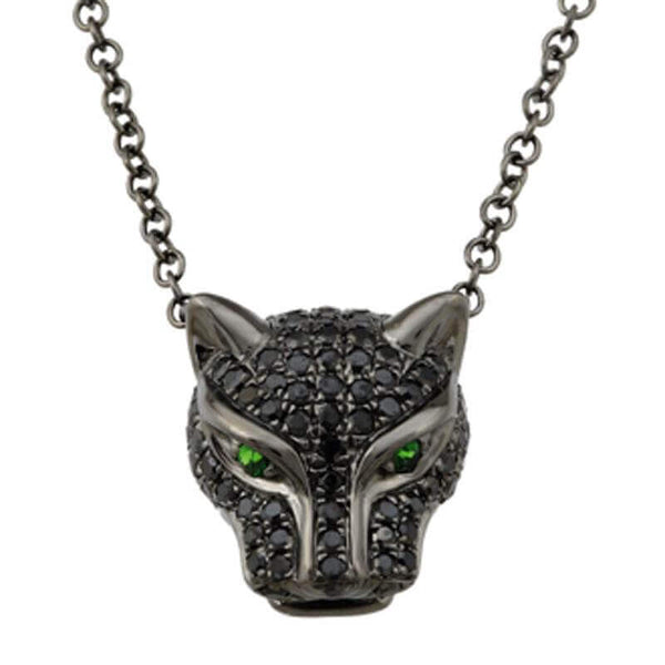 14K Gold Micro Pave Diamond Black Panther Necklace