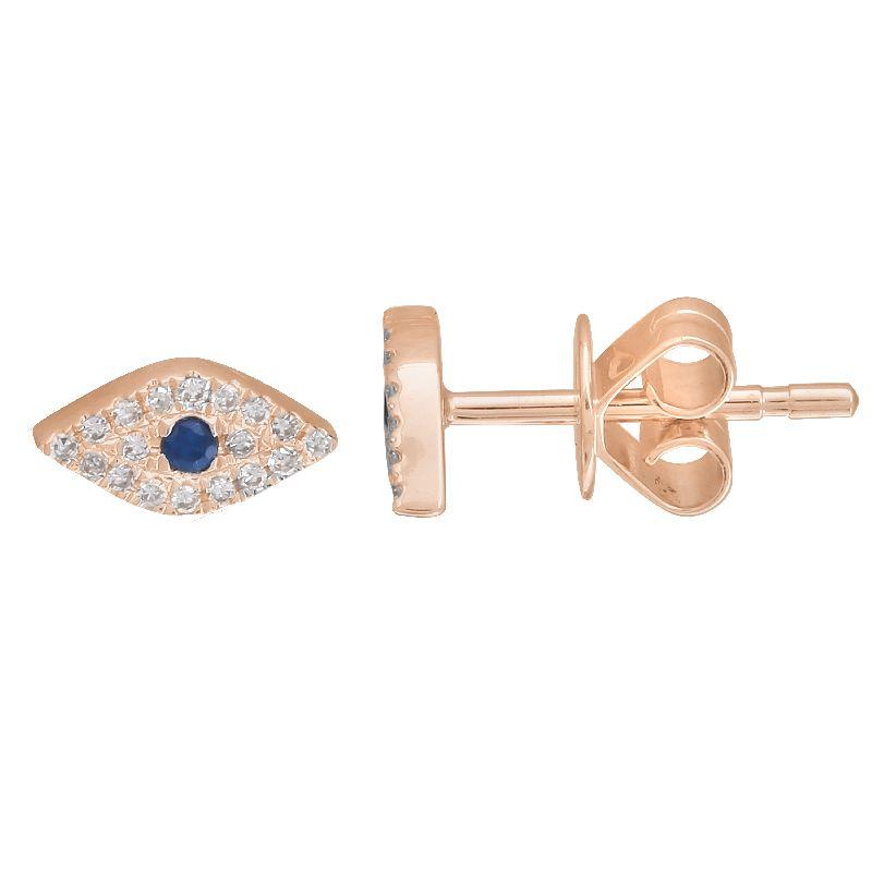 14K Gold Micro Pave Diamond Blue Evil Eyes Earrings - Earrings - Izakov Diamonds + Fine Jewelry