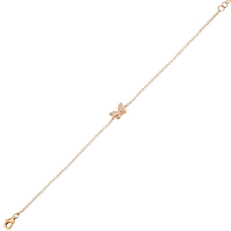 14K Gold Micro Pave Diamond Butterfly Bracelet Rose Gold Izakov Diamonds + Fine Jewelry