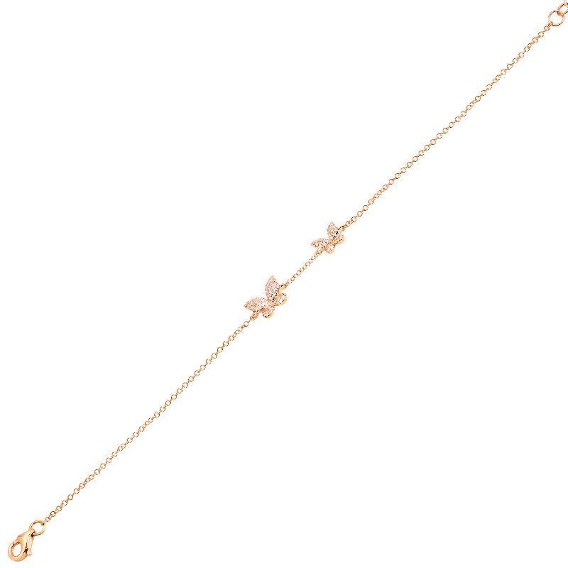 14K Gold Micro Pave Diamond Butterfly Duo Bracelet Rose Gold Izakov Diamonds + Fine Jewelry